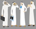 Khaliji Men Icons In Standing Positions Royalty Free Stock Photo