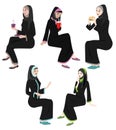 Khaliji Women Icons In Sitting Positions Royalty Free Stock Photo