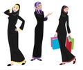 Khaliji Women Icons In Standing Positions Royalty Free Stock Photo