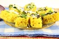 Khaman dhokla traditional gujrati indian snack food dish