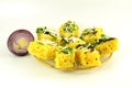 Khaman dhokla traditional gujrati indian snack food dish