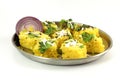 Khaman dhokla traditional gujrati indian snack food dish Royalty Free Stock Photo