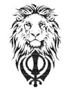 Khanda is the most significant symbol of Sikhism, decorated with a Lion Royalty Free Stock Photo