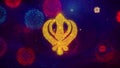 Khanda, religion, religious symbol, sikhism Icon Symbol on Colorful Fireworks Particles.