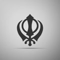 Khanda Sikh icon on grey background. Royalty Free Stock Photo