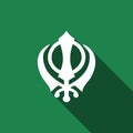 Khanda Sikh icon with long shadow. Royalty Free Stock Photo