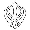 Khanda symbol sikhi sign icon black color illustration flat style simple image