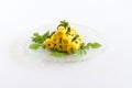 Khandvi Indian Vegetarian Food Stacked on a Glass Plate