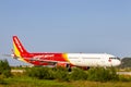 An Airbus A321 Airplane Of Vietjet Air On Runway Of Cam Ranh International Airport, Vietnam. Royalty Free Stock Photo