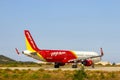 An Airbus A321 Airplane Of Vietjet Air On Runway Of Cam Ranh International Airport, Vietnam. Royalty Free Stock Photo