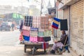 Man selling towels and blankets in Srinagar