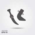 Khanjar traditional Arabian dagger. Flat vector icon