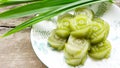 Khanom Chan, Thai Layer Sweet Cake, Is an ancient Thai dessert Ingredients with water, pandan, sugar And steamed with heat.