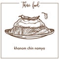 Khanom chin namya on plate from Thai food