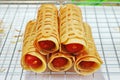 `Khanom Tokyo` Rolled Pancake Stuffed With Sausage