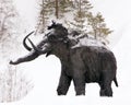 Sculptures of mammoths in Archeopark, Khanty - Mansiysk, Russia Located at the foot of glacial hill, Archeopark shows lifelike sta