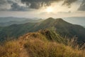 Khao Chang Puak Mountain at sunset, Thong Pha Phum National Park Royalty Free Stock Photo