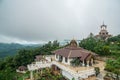 Khao Koh / Petchaboon - September 18 2020: ancient public building on hill in foggy day