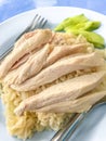 Khao Man Kai or Kao Man Gai, Hainanese chicken rice, steamed chicken and white rice