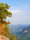 Khao Ngon Nak Nature Trail Krabi Thailand or Dragon Crest,Man climbed to a viewpoint on the top of a mountain in Krabi Royalty Free Stock Photo