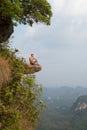 Khao Ngon Nak Nature Trail Krabi Thailand or Dragon Crest,Man climbed to a viewpoint on the top of a mountain in Krabi Royalty Free Stock Photo