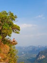 Khao Ngon Nak Nature Trail Krabi Thailand or Dragon Crest,People climbed to a viewpoint on the top of a mountain in Royalty Free Stock Photo