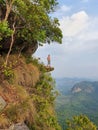 Khao Ngon Nak Nature Trail Krabi Thailand or Dragon Crest,People climbed to a viewpoint on the top of a mountain in Royalty Free Stock Photo