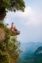 Khao Ngon Nak Nature Trail Krabi Thailand or Dragon Crest,People climbed to a viewpoint on the top of a mountain in Royalty Free Stock Photo