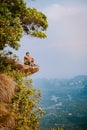 Khao Ngon Nak Nature Trail Krabi Thailand or Dragon Crest,People climbed to a viewpoint on the top of a mountain in Royalty Free Stock Photo