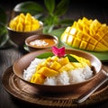 Khao Niew Ma Muang (Thai Sweet Sticky Rice with Mango is the best traditional Thai dessert.