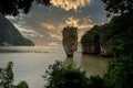 Beautiful sunset at James bond island in Phang nag bay in Phuket, Thailand Royalty Free Stock Photo