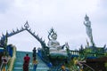 Khao Phra Kru Temple has a large white Buddha statue on the top of a mountain in Chonburi province