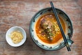 Khao Soi Kai, Curried Noodle Soup with Chicken,Thaifood in Chiang Mai Royalty Free Stock Photo