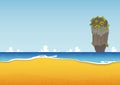 Khao Tapu, Thailand. Beach, island, seascape with sea and sand texture. Background for summer tropical poster. Vector Royalty Free Stock Photo