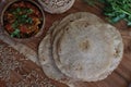 Khapli wheat roti served with baingan bharta Royalty Free Stock Photo
