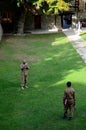 Pakistan Army soldiers take photo in garden of Khaplu Palace Serena Hotel Gilgit-Baltistan