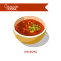 Kharcho soup Caucasian Georgian cuisine vector flat icon