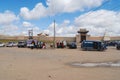 Parking lot at the entrance to the Erdene Zuu monastery in Kharkhorin, Mongolia. Royalty Free Stock Photo