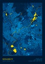Kharkiv Map Vector Poster Highly Detailed Map In National Yellow Blue Colours