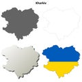 Kharkiv blank outline map set