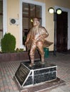 Monument to Father Fyodor from the `12 chairs` by Ilf and Petrov on the platf