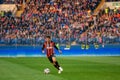 Kharkiv, Ukraine - April 7, 2019: Midfielder or forward, captain Taison of Shakhtar Donetsk in dribbling and fighting for a ball