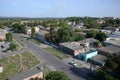 KHARKIV, UKRAINE - AUGUST 27, 2019 Aerial view of Chuhuiv city, a birthplace of Ilya Repin, a famous sculptor and