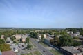 KHARKIV, UKRAINE - AUGUST 27, 2019 Aerial view of Chuhuiv city, a birthplace of Ilya Repin, a famous sculptor and