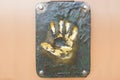 Kharkiv, Ukraine, August, 2019 Pierre Richard hand print and autograph table on a film glory lane. French celebrity movie star