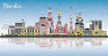 Kharkiv Ukraine City Skyline with Color Buildings, Blue Sky and Reflections. Vector Illustration. Kharkiv Cityscape with Landmarks