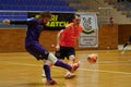 The futsal match of Ukrainian ExtraLeague Viva Cup Monolit vs Donbass Energo Trading Royalty Free Stock Photo