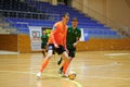 The futsal match of Ukrainian ExtraLeague Viva Cup Monolit vs Donbass Energo Trading Royalty Free Stock Photo