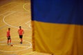 The futsal match of Ukrainian ExtraLeague Viva Cup Monolit vs Donbass Energo Trading Royalty Free Stock Photo