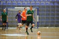 The futsal match of Ukrainian ExtraLeague Viva Cup Monolit vs Donbass Energo Trading Royalty Free Stock Photo